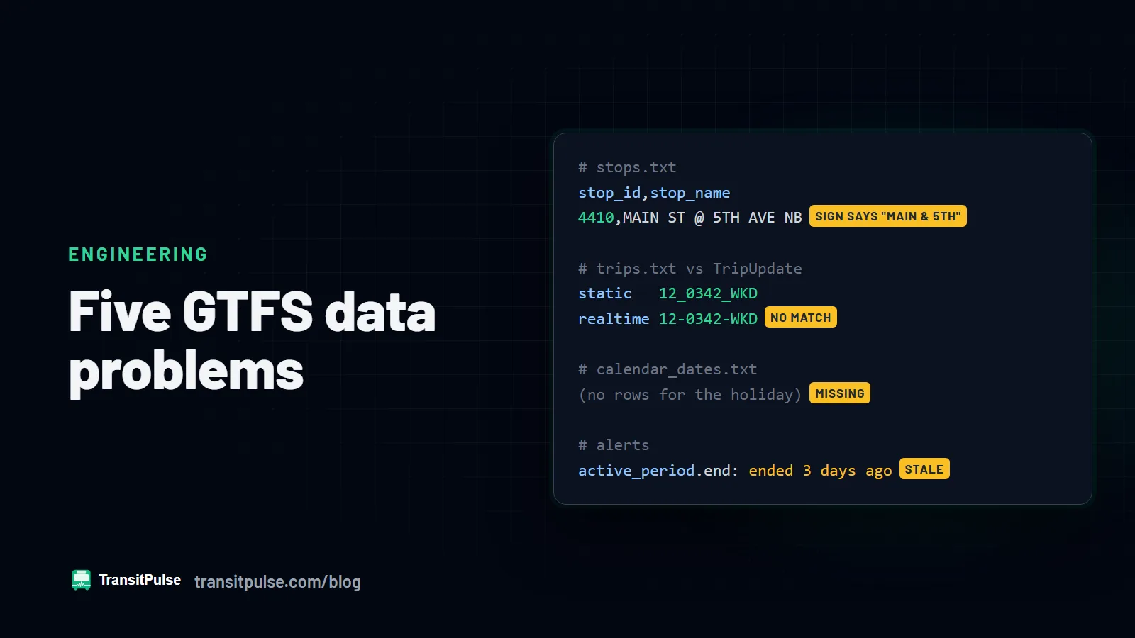 Five GTFS Data Problems That Confuse Riders and AI Agents