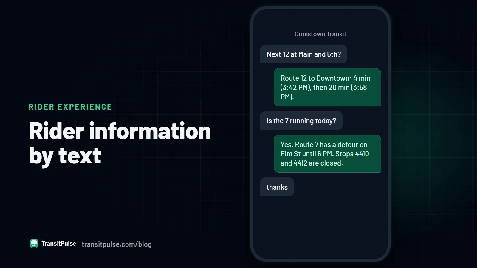 Rider Information by Text Message: What Transit SMS Needs to Get Right